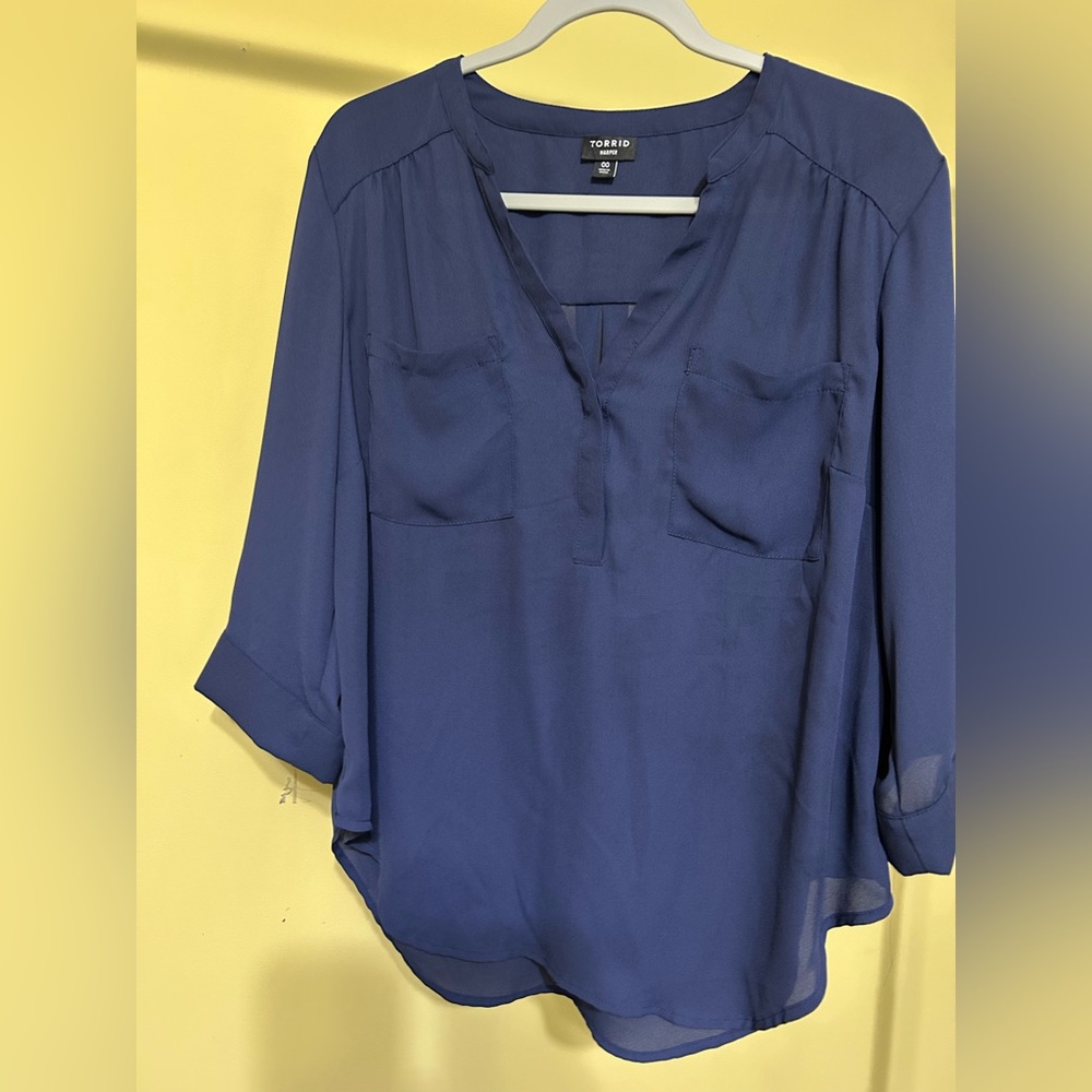 Torrid Harper Navy V-Neck Blouse